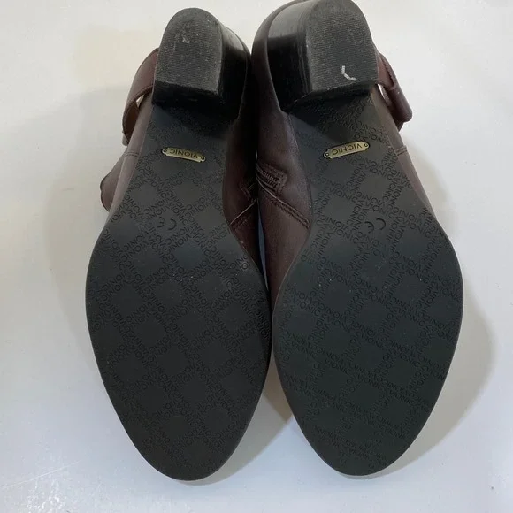 Vionic Trinity Ankle Boots Brown Leather Buckle Strap Block Heel Women Size 6.5 - Picture 7 of 9